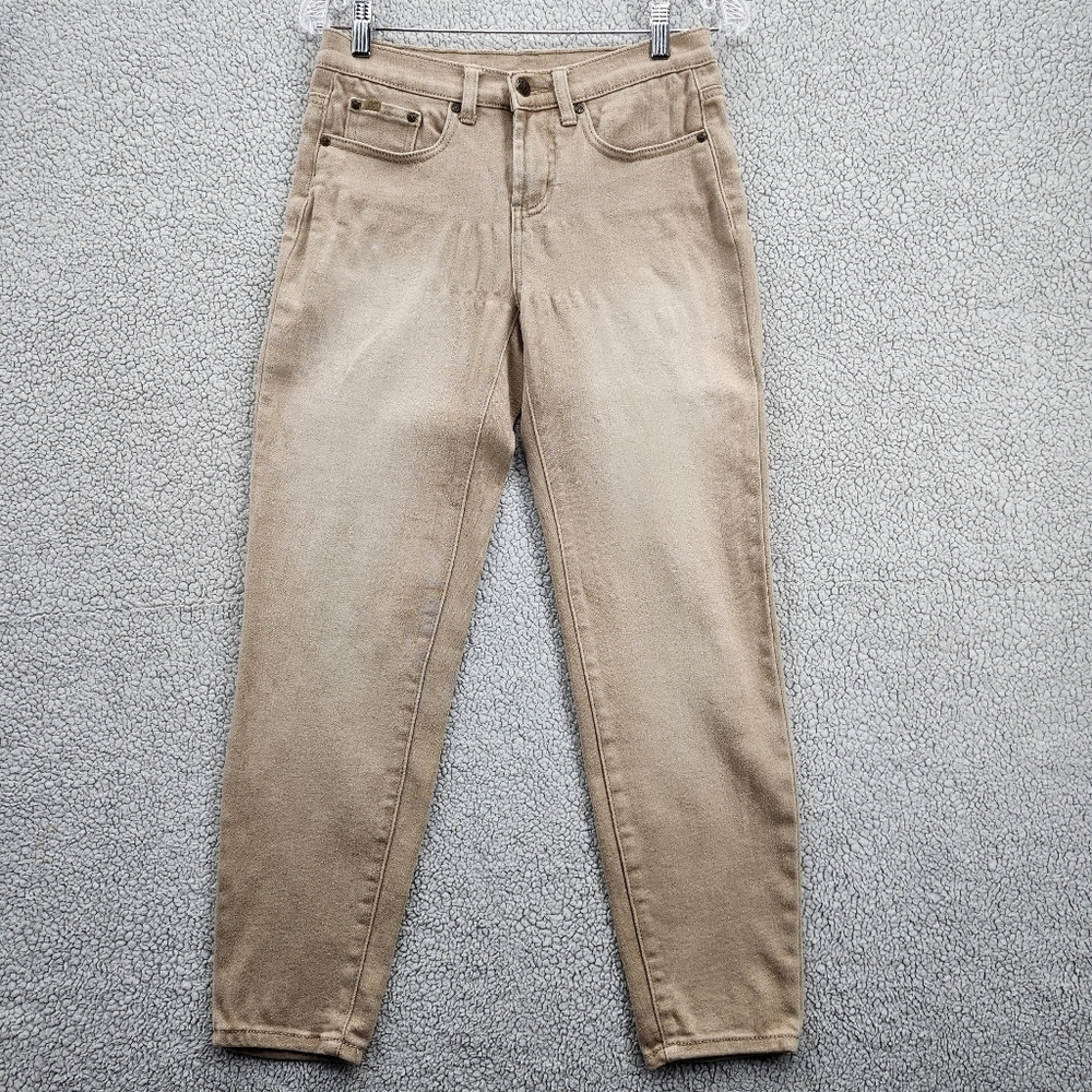 DG2 by Diane Gilman Jeans Womens Size 2P Tan Distressed Button Zip Closure
